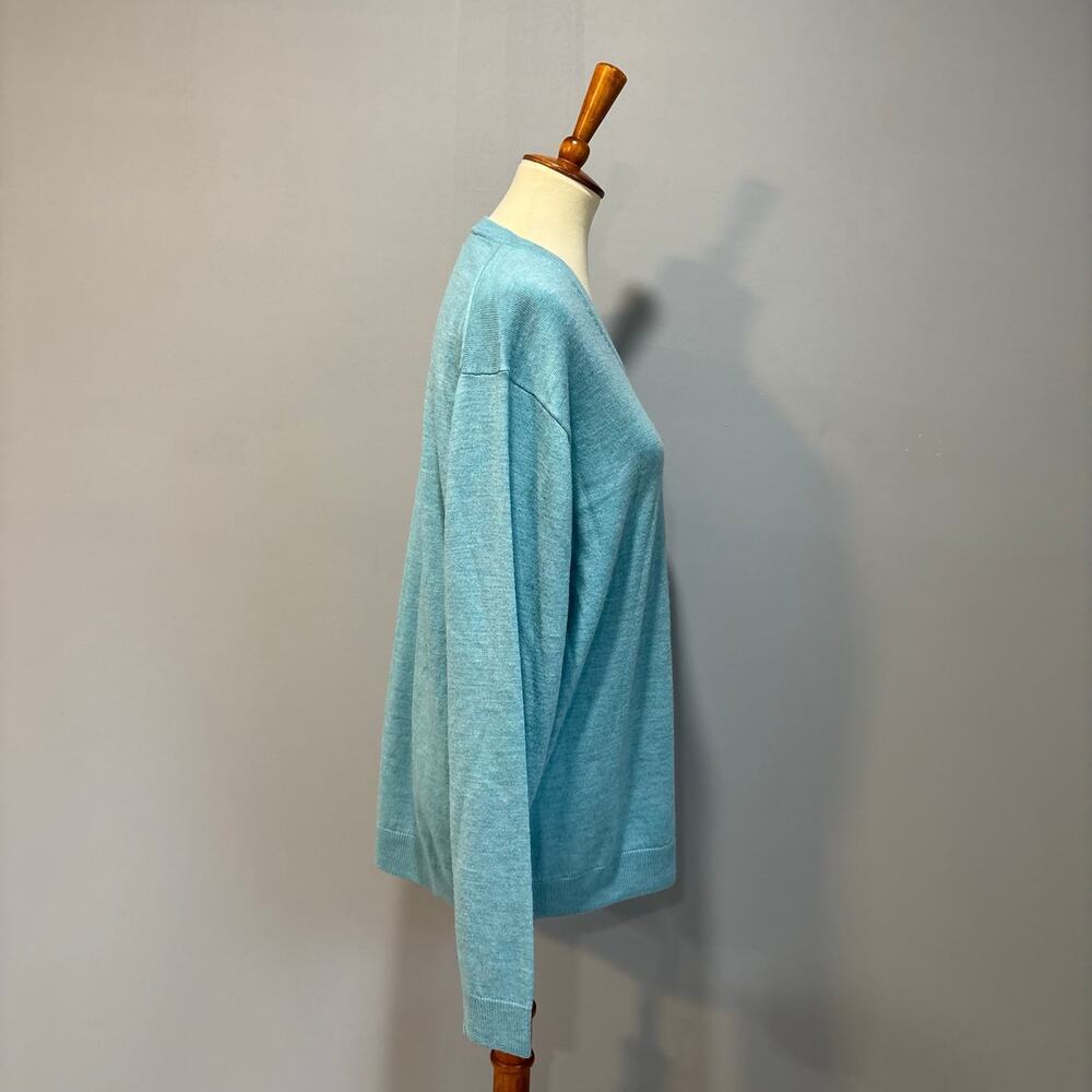 Turnbury Blue Fine Merino Wool V-Neck Pullover Sweater easter golf, Men's Large - Picture 5 of 6